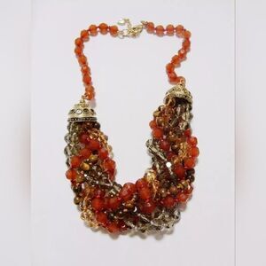CAROLEE GOLD TONE  REDDISH BROWN RESIN 18"-21" NECKLACE NWOT